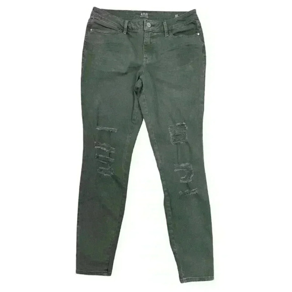 a.n.a. Women's Olive Green Distressed Jeggings Size-10 - Picture 1 of 8
